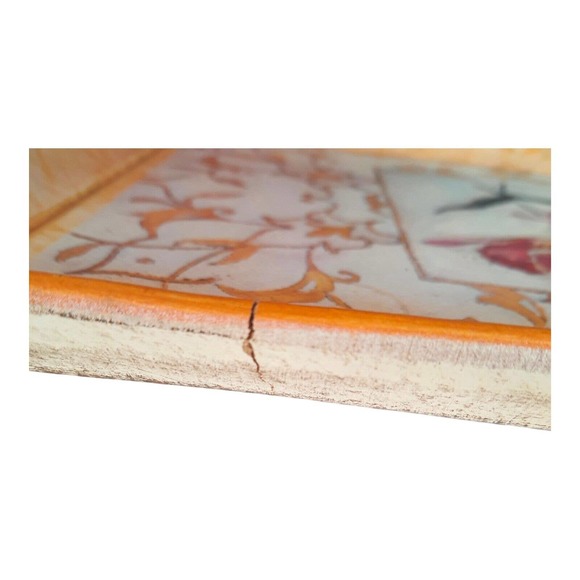 Vtg Wood Italian Floral Serving Tray Artist Signed Shelley Hely Platter Antique - Picture 12 of 16